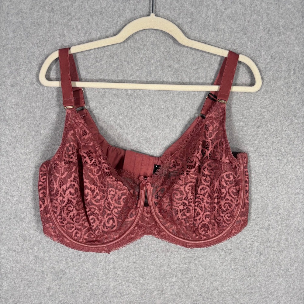 NEW $82 Panache Sculptresse Lace Bra 46F Estel Full Coverage Rose Gold 9685